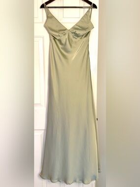 Billy J Ziah Maxi Dress | Olive (Sage Green) | Satin Bridesmaid | US 8 | NWOT